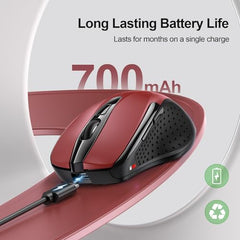 TECKNET Wireless Mouse, BT 5.0/2.4G, Rechargeable 6-DPI Silent, Grey