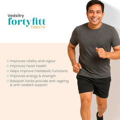 Vedistry Fortyfitt Tablets with Ashwagandha, Amalaki, Arjuna, Brahmi, Guduchi & Gokshur | Ayurvedic Support Boosts Energy, Stamina, and Immunity for Men Above 40 Years | Supports Hormonal Balance, Stress Relief, Heart Health & Metabolism – 60 Tabs…