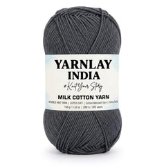 Yarnlay 3 Ply Soft Milk Cotton Yarn for Crochet Knitting, Amigurumi, Punch Needle .DIY Crafts, Summer Wear,Flowers Toys & Cushion Covers 100g (250m) (Shade 34: Grey)