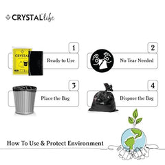 Crystal Pouch Garbage Bags Dustbin Bags and Plastic Covers For Home Malls Parks Hospitals Hotels | Medium Size | Black | 19 X 21 Inch | 6 Packs Of 30 pcs | Total 180 pcs