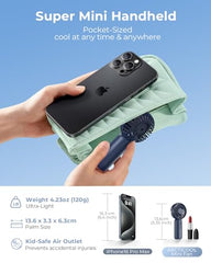 ARCTICOOL Portable Mini Fan - Rechargeable Hand Fan with 3 Adjustable Speeds, 2000mAh Battery, Lightweight Design, Low Noise, and Easy Portability for Indoor and Outdoor Use (Deep Black)