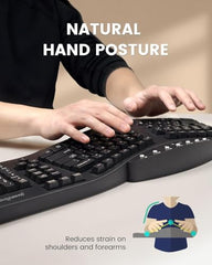 Perixx PERIBOARD-512B Ergonomic Split Keyboard – Full-Size Wired USB Keyboard with Palm Rest and 7 Multimedia Hotkeys – 3D Curve Design for RSI Relief – Black, US English