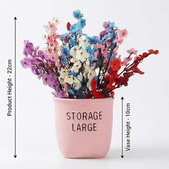 Dekorly Premium Artificial New Rose Flower with Pink Decorative Pot (Storage Large) – 22 cm Faux Flower Arrangement for Home Decor Living Room Bedroom Office Decor (1, Rose)