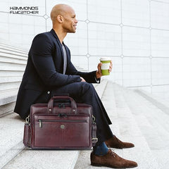 Hammonds Flycatcher Genuine Leather 15.6 Inch Laptop Office Bag for Men | 15.6” Padded Laptop Sleeve| 3 Zip Pockets| Detachable & Adjustable Strap| Pen,Wallet & Mobile Pocket |Durable|1 Year Warranty
