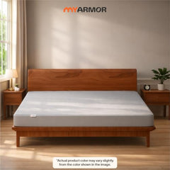 MY ARMOR Waterproof Mattress Protector King Size, 78x72, 6.5x6 feet, Double Bed Protector Sheet Cover, Breathable and Hypoallergenic Ultra Soft Fitted Terry Cotton Feel Fabric, Elastic Skirting, Grey