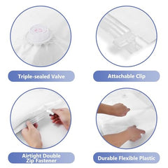 SELLWIZE Vacuum Storage Bags with Electric Pump, 5 Pack Small, Space Saver Bags with Triple-Sealed Valve Airtight, Reusable Compression Storage Bags for Packing, Polyamide Polyethylene Material