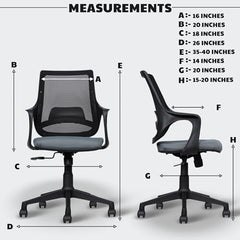 MRC Mono Ergonomic Office Chair (Mid-Back) – Revolving Breathable Mesh Desk Chair for Work from Home & Study–Lumbar Support & Heavy Duty Nylon Base (Grey & White)