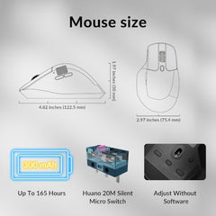 Keychron M6 Silent Wireless Gaming Mouse, 1000Hz Polling, Bluetooth 5.3/2.4GHz/Wired, PixArt 3311 Optical Sensor up to 12,000 DPI, Lightweight 3.03 oz(86g), Programmable, for Windows/Mac/Linux – Black