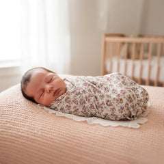 MOMISY isting Content Content generated Baby Photography Photoshoot Props Breathable Blanket Swaddle Cotton Wrap- Rose Print (Peach)