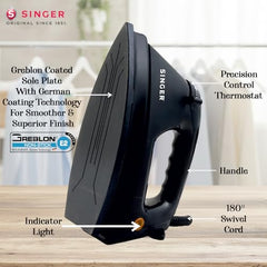 SINGER STEAMINATOR 8 Bar 2600 W Steam Generator Iron | 100 g/min Continuous Steam | 1.5L Water Tank | Ceramic Soleplate | Vertical Steam | Auto Shut-Off | Heavy Duty | ISI Certified | 2 Years Warranty