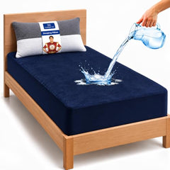 GADDA CO 100% Waterproof Premium Cotton Feel Mattress Protector King Size 78x72 Inch|Ultra Soft Breathable & Fitted Bed Protector Terry Cover Double Bed (6.5x6 feet, Fits 10 Inches, Grey)