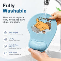 ZORBES® Mouse Pad with Wrist Support, Funny Cat Ergonomic Mouse Pad | I'm Fine Motivational Memo Design, Soft Gel Rest, Non-Slip Mouse Mat for Office Home