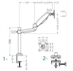 SYGA Monitor Stand Arm Desk Mount Fully Height Adjustable Bracket with C-Clamp & Grommet 180 Tilt Rotation Supports 13 to 27 Inch Monitors and TV - Single MSE01