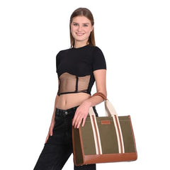 Womanix Canvas Laptop Tote Bag,14 inch Laptop Bag, Black Shoulder Bag, Casual Briefcase, Tote Bag For Women, Travel, Office, College