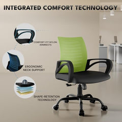 beAAtho® Verona Mesh Mid Back Ergonomic Office Chair with 3 Years Limited Warranty - Adjustable Height, Strong Metal Base, Revolving Study & Computer Chair for Work from Home (Grey)
