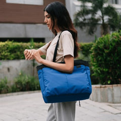 DailyObjects Recycled PET Dual Color Key Tote Bag For Women & Girls | Stylish Ladies Purse for Everyday Essentials | Fits any Laptop Upto 15.6 Inch | Padded Laptop Compartment - (Charcoal-Kelp)