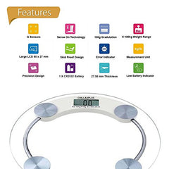 MCP Digital Glass Weight Machine For Body Weight Round Personal Weighing Scale For Home Use Bathroom Weighing Machine (Transparent), 180 Kilograms