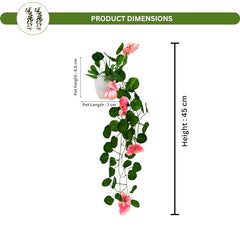 fancymart Artificial Flower Plant Home Décor with Small Size Pot | Pack of 2 | Plant Hanging for Home Decor | Office Decor (DESIGN-01)