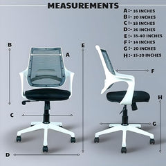 MRC Mono Ergonomic Office Chair (Mid-Back) – Revolving Breathable Mesh Desk Chair for Work from Home & Study–Lumbar Support & Heavy Duty Nylon Base (Grey & White)