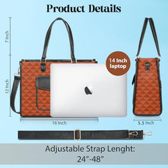 Womanix Laptop Tote Bag,14 inch Laptop Bag, Shoulder Bags With Back Trolley Strap, Casual Briefcase, Handbag for Travel, Office, College,Work