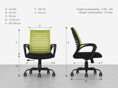 CELLBELL Desire C104 Mesh Mid Back Chair | Ergonomic Office, Study, Revolving, Computer Chair for Work from Home Heavy Duty Metal Base, Seat Height Adjustable (Black)