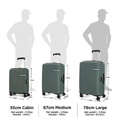 American Tourister 3Pc PP Liftoff+ with TSA Lock & 8 Wheel, Set (Small +Medium +Large) Hard Check-in Suitcase for Travel/Trolley Bag with Double Wheel - Midnight Blue, 55 Cm, 67 Cm, 79 Cm