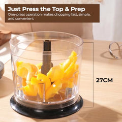 Lifelong Electric Chopper for Kitchen | 300W, T.O.P Protection, 600ml Capacity | 2-Leaf Stainless Steel Blade, Whisking Blade | One-Touch Operation for Vegetables, Nuts, Meat, Coffee, Lassi & Chaas