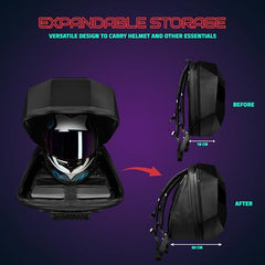 Hookaba Eye Rover LED Backpack 31L (Black) | Motorcycle Riding Bag With Programmable Screen | App Control & Water Resistant | Unisex Expandable Daypack For College, Travel, Laptop, Helmet