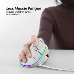 Nulea Wired Vertical Mouse, USB Ergonomic Optical Mouse with 4 Adjustable DPI, 11 RGB Backlight Modes, Compatible for Laptop, PC, Desktop, Mac, Grey