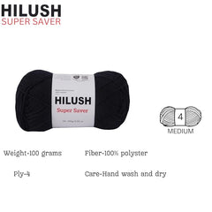 HILUSH super saver,Poly Yarn PACK OF 2 BALLS (1 Ball/100 Gram Each) Ball Supersoft Hand Knitting Wool Ball, Suitable for Craft, Crochet, Amigurumi, Embroidery, Toys, Garments, Flowers and Hobby Projects , Shade no - (grey)