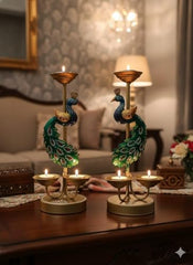 Festive Elegance Peacock Theme Decorative Tealight Stand | traditional handmade