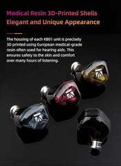 KBEAR KB01 in-Ear Monitor Wired Earphones, Beryllium Diaphragm Dynamic Driver HiFi Headphones Clear Sound Good Bass Wired Earbuds for Musicians Singer Stage with OFC Cable/Resin Cavity