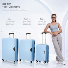 HRX Parabola 3-Piece Luggage Set Intergallcatic Grey Polypropylene Hard Shell Suitcase Set - Premium Travel Trolley Bags with 8 Spinner Wheels, Number Lock & Water Resistant Body