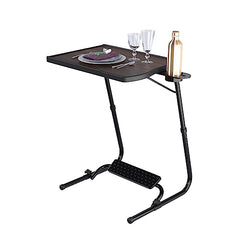 TABLE MAGIC- BADE Multipurpose Laptop Table Mat Finish - Adjustable, Foldable, Portable, Engineered Wood Top with Footrest, Top Size 60 * 45cm (X-Large, Midnight Black)