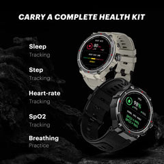 Noise Endeavour 2 (Smartchoice) Rugged Smart Watch – 1.46″ AMOLED Display, Built-in GPS, ABC Sensors, Up to 7-Day Battery, 5ATM Water Resistance, AI, Strava Integration, for iOS & Android (Jet Black)