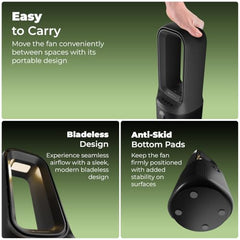 Zebronics Heat Buster 300, Portable Desk Fan, Upto 13h Backup, 3600mAh Rechargeable Battery, 360° Rotatable fan, 4 Speed + 1 Breeze Mode, Wall-Mountable, for Travel, Office, Home (Black)