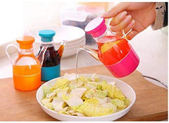 SYGA Set of 3 Small Pot Small Plastic Bottle of Soy Sauce Vinegar Oiler Seasoning with Lid Handle for Convenient Cooking, Eliminate Dripping