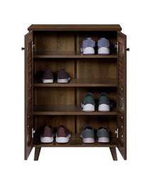 DeckUp Amari Engineered Wood 2-Door Shoe Rack (Walnut, Matte Finish)