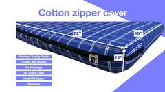 Shri Krishan Kripa Handloom Cotton Mattress Cover Queen Size 72x60x7 Inch. | 3 Colour options ( Blue,Brown & Red) , Breathable Fabric ,Strong Zipper across length , Washable & No shrinkage.