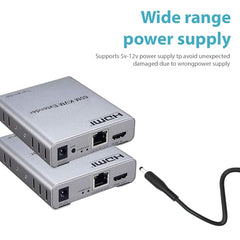 MICROWARE KVM HDMI Extender 60M - 1080P HD Video and USB Keyboard Mouse Control Signal Booster Over Single Cat5e/6 Cable with - Transmitter and Receiver Set for DVR/NVR/PC/Gaming/Server/Control Room
