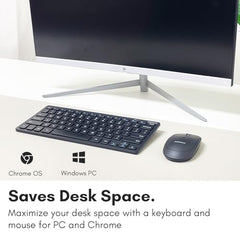 Macally Small Wireless Keyboard and Mouse Combo - An Essential Workspace Duo - 2.4G Wireless Keyboard Mouse for PC - 78 Key Mini Keyboard and Mouse with Slim Body, Quiet Click Buttons, and 3 DPI Modes