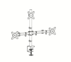 Triple Monitor Arm for 13–27” Screens, 3 Screen Full Motion Desk Mount Stand, Heavy Duty with 180° Swivel, 360° Rotation, +90°/-85° Tilt, VESA 75x75/100x100, 8kg Load per Arm