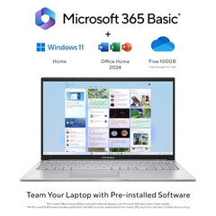 ASUS Vivobook 15 (2026),Intel Core 5 120U,(i5-14th Gen),Fingerprint Sensor,8GB RAM,512GB SSD,FHD,15.6"(39.6 cm),Win 11,M365 Basic(1Y),Office 24,Cool Silver,1.7 Kg,X1504VAP-IN011WS,Thin & Light Laptop