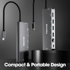 Sounce 4-Port USB 3.0 Hub for PC – High-Speed Aluminum USB Hub Compatible with PC, MacBook, Mac Pro, Mac mini, iMac, Surface Pro, and XPS. 4-Port High Speed USB Hub with Aluminium Shell