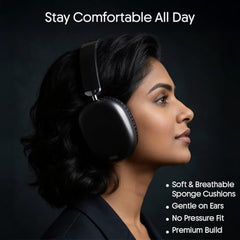 Walta Elite Zen On-Ear Wireless Headphones | BT 5.4, Foldable, Breathable Earmuffs, Voice Assistant, BT/AUX/TF, Adjustable Headband, Button Controls, Handsfree Calling