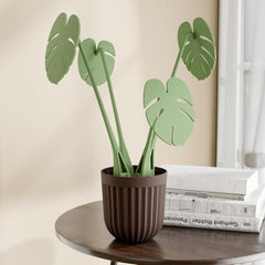 Pack of 1 Monstera Leaf Coaster Set with Pot | Artificial Plants with Pot | Home decore | Multi-Purpose Heat Resistant Coasters & Table Trivets for Personal/Office/Home/Restaurant (1)