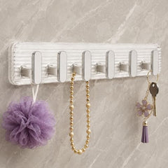SIGNAMIO 6 Hook Shelf Adhesive Strip Wall Hanging Sticky Hook Black