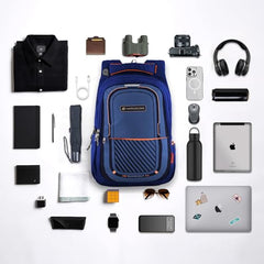 HARISSONS Verge Men’s Travel Laptop Backpack | Fits 15.6" Laptop | 40L Lightweight | USB Port, Water-Resistant, Hidden Pocket, Luggage Strap | Work, Commute & Travel (Black & Teal)