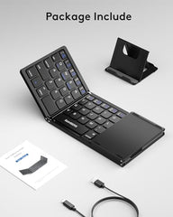 Samsers Foldable Bluetooth Keyboard with Touchpad, Ultra Slim Compact,Black