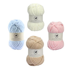NESTNHAVEN , Plush & Cuddly Sets 2.0 , Chenille Yarn Supersoft Hand Knitting Wool Ball, set of 4 , 400 grams (1 Ball/100 Gram Each) Suitable for Craft, Babywear, Toys , Baby Blankets , 5 Bulky, Shades - NNHS 2.0 (Set 26 baby Pink , lilac , hot pink…